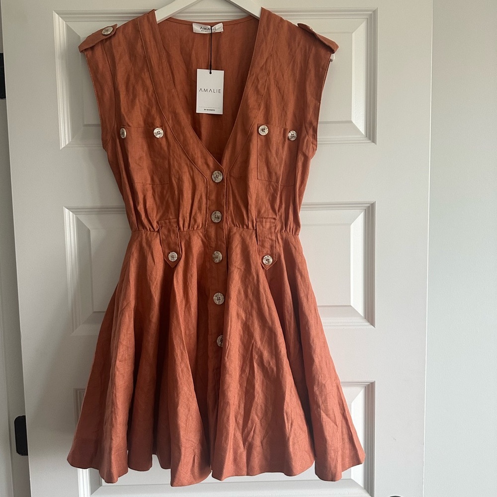 Showpo Rust Orange Button-Front Mini Dress